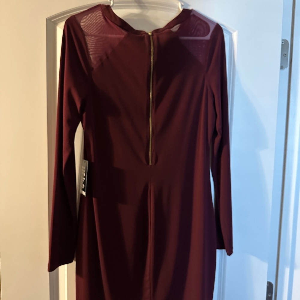 Express Deep Red Long Sleeve Dress - Picture 2 of 4